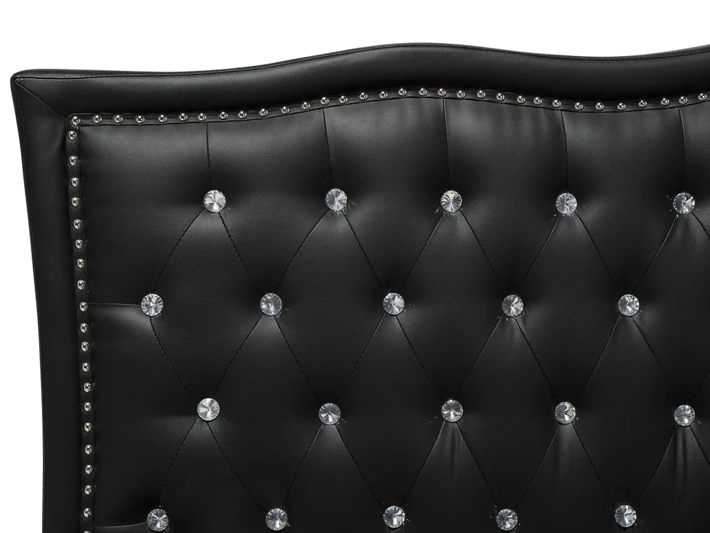 Discount Łóżko Ekoskóra METZ 160 x 200 cm Czarny Łóżka Podwójne|Łóżka Skórzane