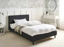 Discount FITOU 120 x 200 cm Czarny Łóżka Tapicerowane|Łóżka Podwójne