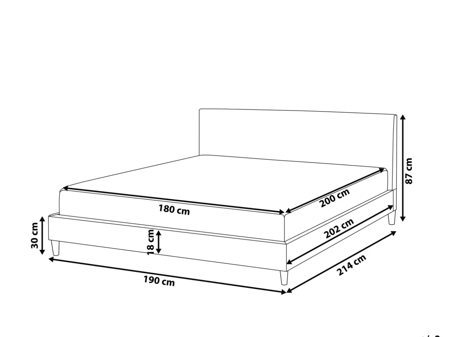 Online FITOU 180 x 200 cm Jasnoszary Łóżka Tapicerowane|Łóżka Podwójne