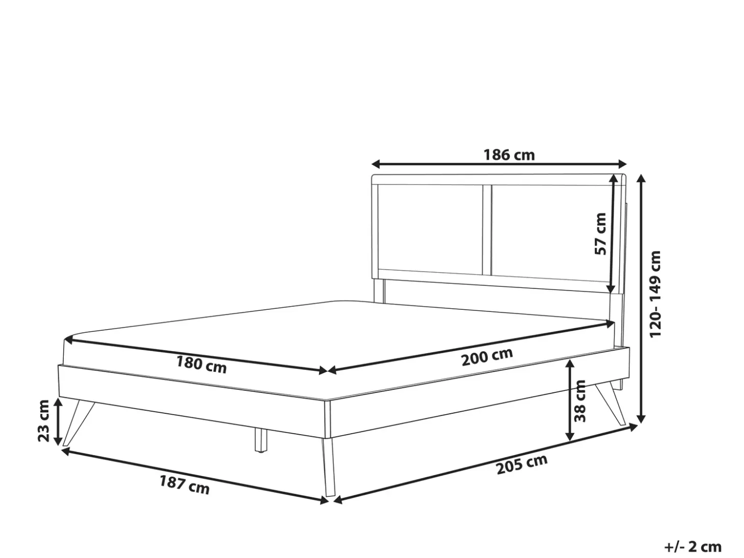 Best Łóżko ISTRES 180 x 200 cm Jesion ciemny Łóżka Podwójne|Wszystkie Łóżka