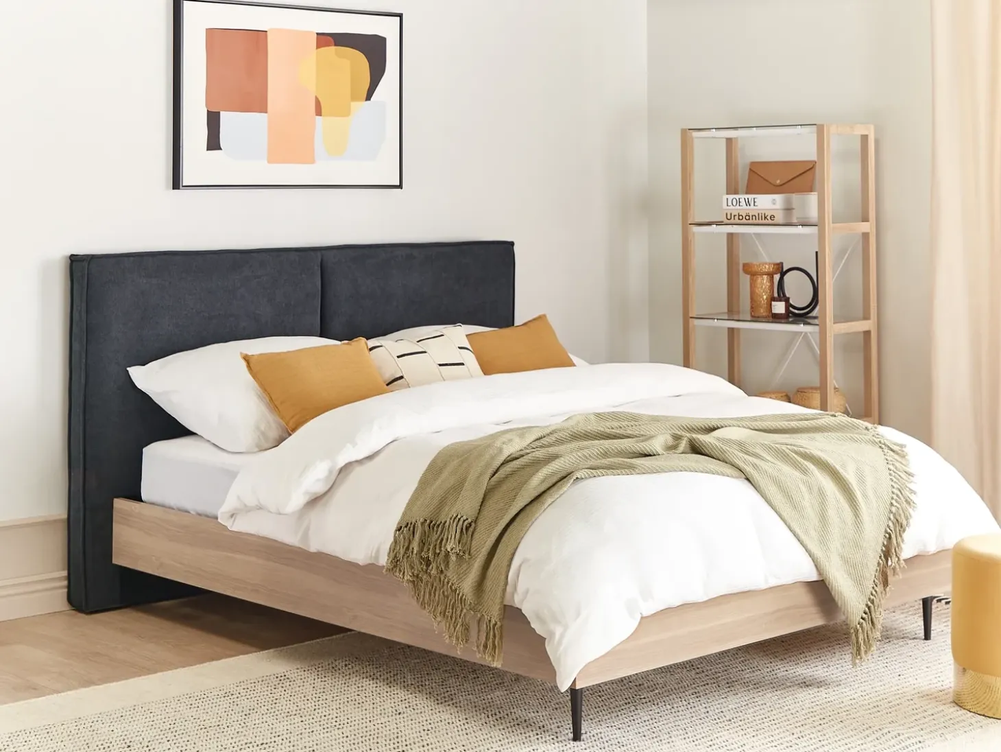 Clearance Łóżko IZERNORE 160 x 200 cm Ciemnoszary Łóżka Tapicerowane|Łóżka Podwójne