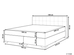 Best Łóżko kontynentalne ADMIRAL 180 x 200 cm Czarny Łóżka Tapicerowane|Łóżka Podwójne