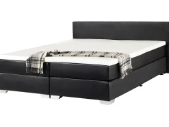 Clearance Łóżko kontynentalne Ekoskóra PRESIDENT 180 x 200 cm Czarny Łóżka Podwójne|Łóżka Kontynentalne