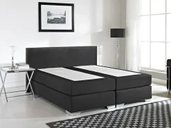Clearance Łóżko kontynentalne Ekoskóra PRESIDENT 180 x 200 cm Czarny Łóżka Podwójne|Łóżka Kontynentalne