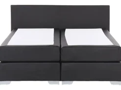 Clearance Łóżko kontynentalne Ekoskóra PRESIDENT 180 x 200 cm Czarny Łóżka Podwójne|Łóżka Kontynentalne
