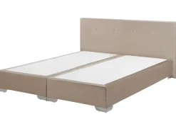 Discount Łóżko kontynentalne Welur CONSUL 180 x 200 cm Jasnobeżowy Łóżka Tapicerowane|Łóżka Podwójne
