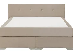 Discount Łóżko kontynentalne Welur CONSUL 180 x 200 cm Jasnobeżowy Łóżka Tapicerowane|Łóżka Podwójne