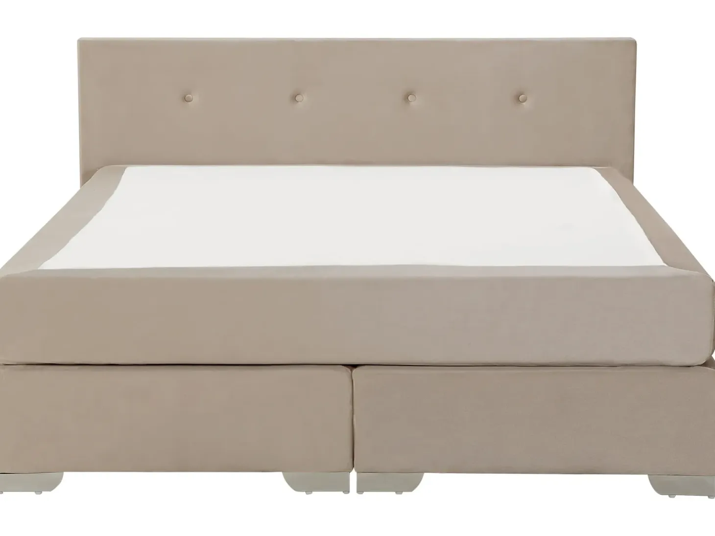 Discount Łóżko kontynentalne Welur CONSUL 180 x 200 cm Jasnobeżowy Łóżka Tapicerowane|Łóżka Podwójne