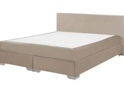 Discount Łóżko kontynentalne Welur CONSUL 180 x 200 cm Jasnobeżowy Łóżka Tapicerowane|Łóżka Podwójne