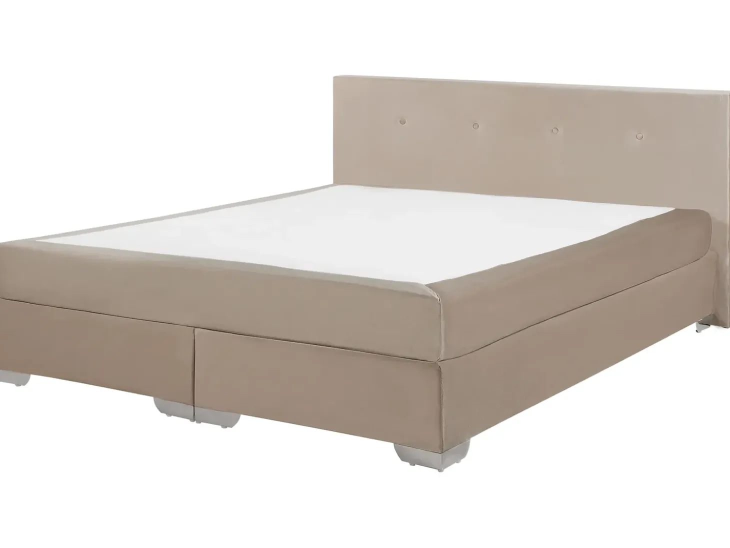 Discount Łóżko kontynentalne Welur CONSUL 180 x 200 cm Jasnobeżowy Łóżka Tapicerowane|Łóżka Podwójne