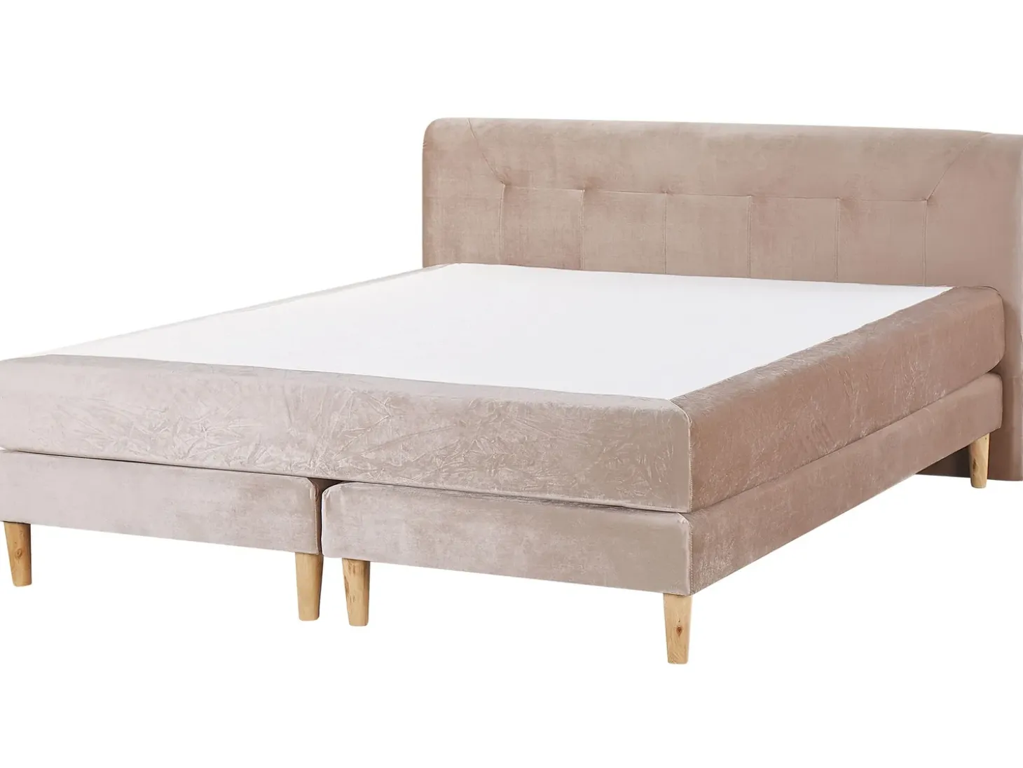 Outlet Łóżko kontynentalne Welur MARQUISE 180 x 200 cm Beżowy Łóżka Tapicerowane|Łóżka Podwójne
