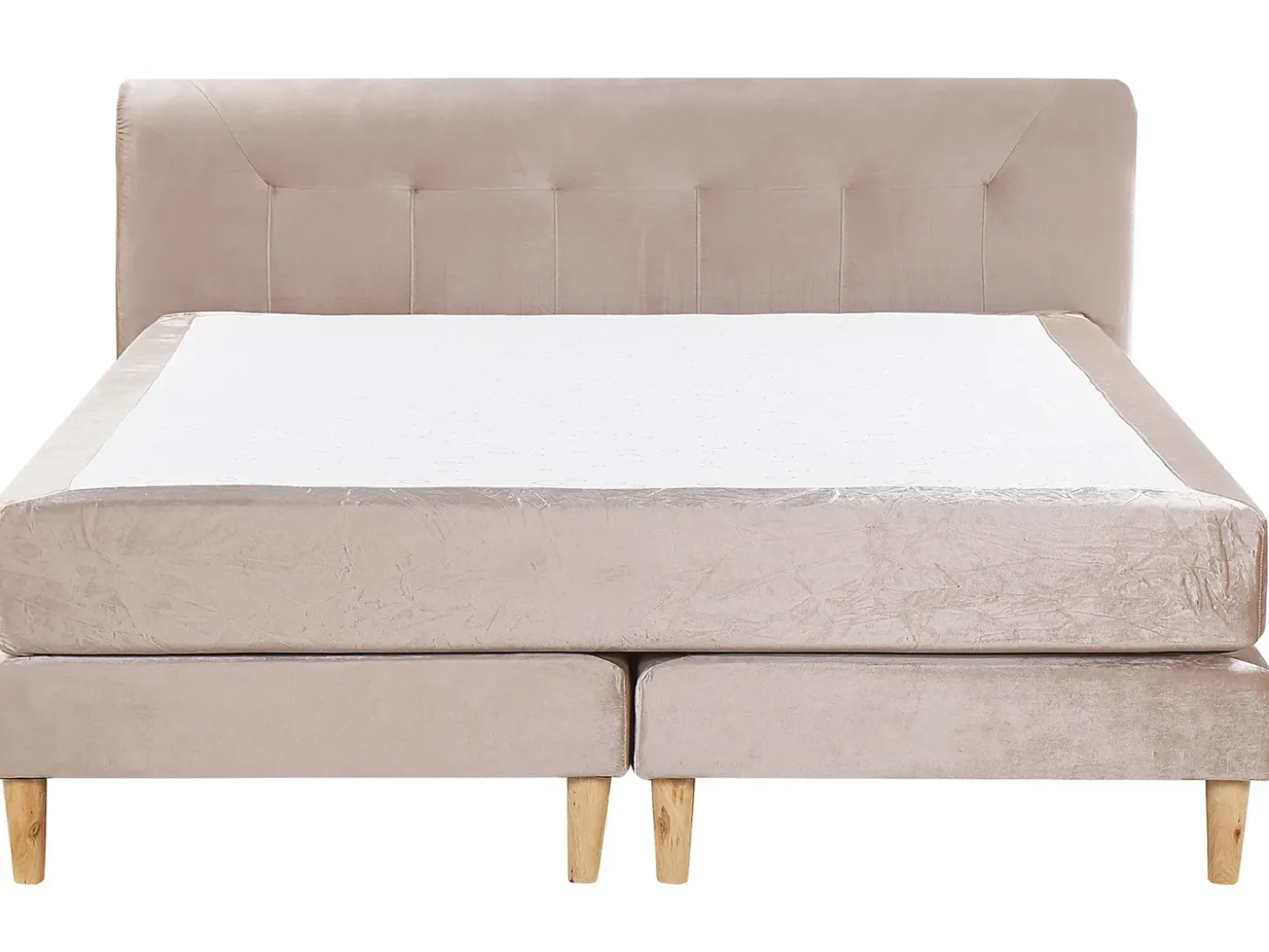 Outlet Łóżko kontynentalne Welur MARQUISE 180 x 200 cm Beżowy Łóżka Tapicerowane|Łóżka Podwójne