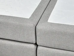 Outlet Łóżko kontynentalne z pojemnikiem MINISTER Jasnoszary 160 x 200 cm Łóżka Z Pojemnikiem|Łóżka Tapicerowane