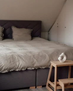 New Łóżko kontynentalne z pojemnikiem ESQUIRE Beżowoszary 180 x 200 cm Łóżka Z Pojemnikiem|Łóżka Tapicerowane