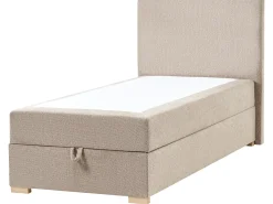 Clearance Łóżko kontynentalne z pojemnikiem MAJOR Beżowoszary 90 x 200 cm Łóżka Tapicerowane|Łóżka Kontynentalne