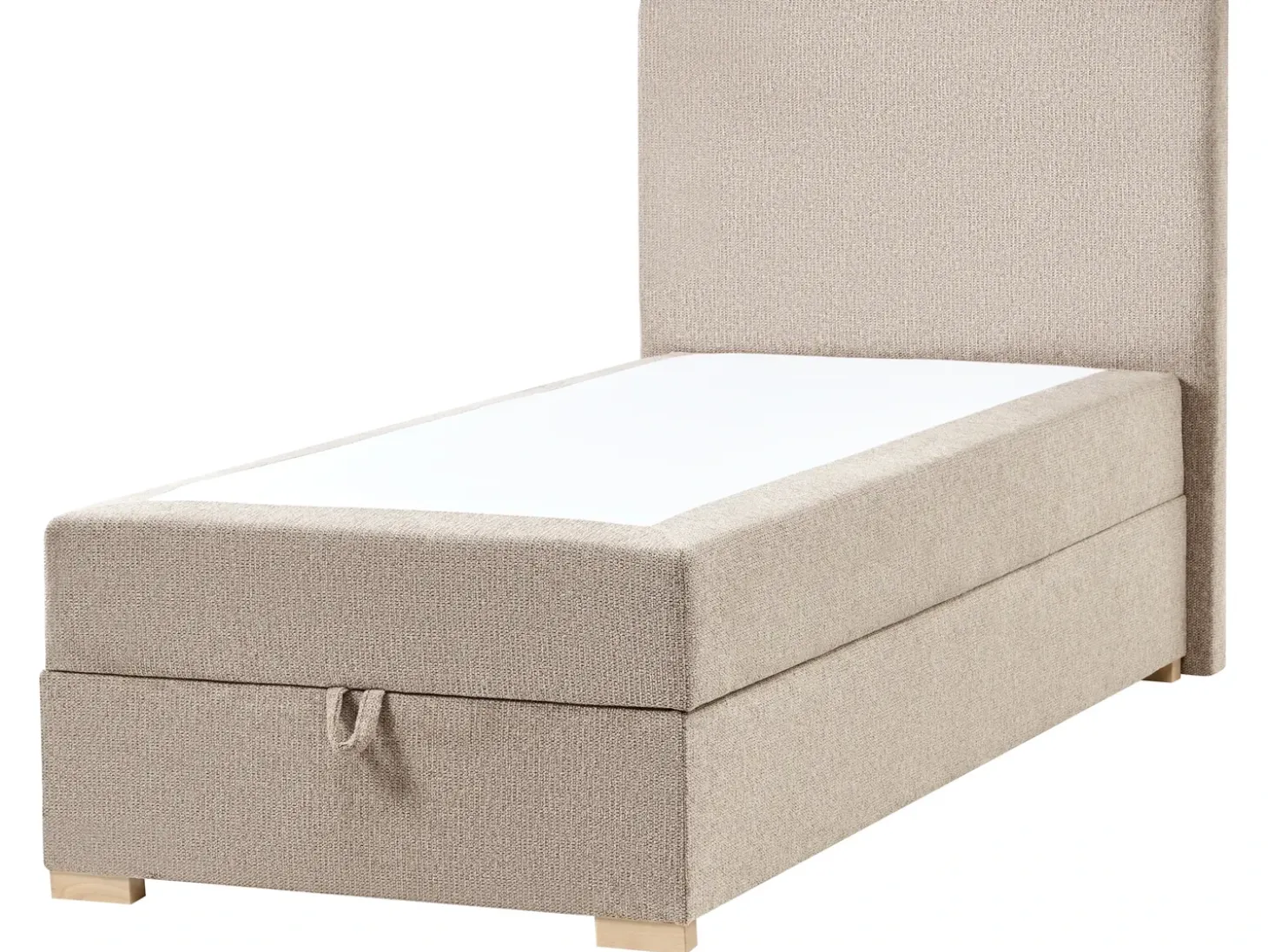 Clearance Łóżko kontynentalne z pojemnikiem MAJOR Beżowoszary 90 x 200 cm Łóżka Tapicerowane|Łóżka Kontynentalne