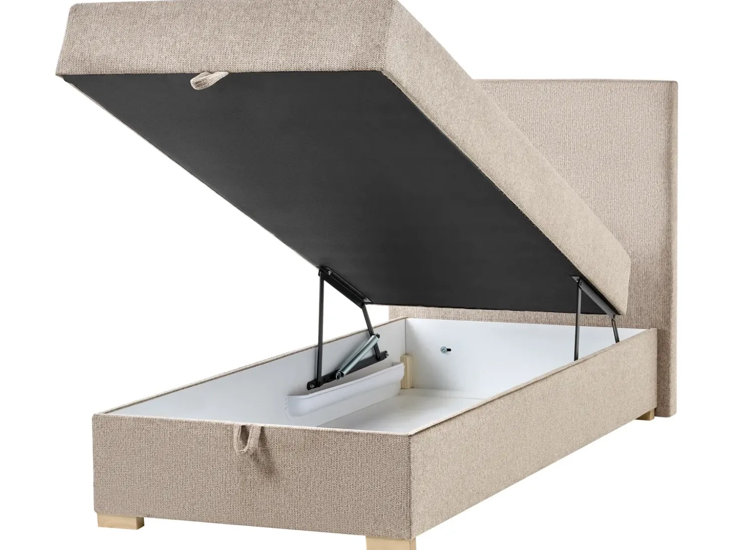 Clearance Łóżko kontynentalne z pojemnikiem MAJOR Beżowoszary 90 x 200 cm Łóżka Tapicerowane|Łóżka Kontynentalne