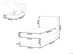 Clearance Łóżko kontynentalne z pojemnikiem MAJOR Beżowoszary 90 x 200 cm Łóżka Tapicerowane|Łóżka Kontynentalne