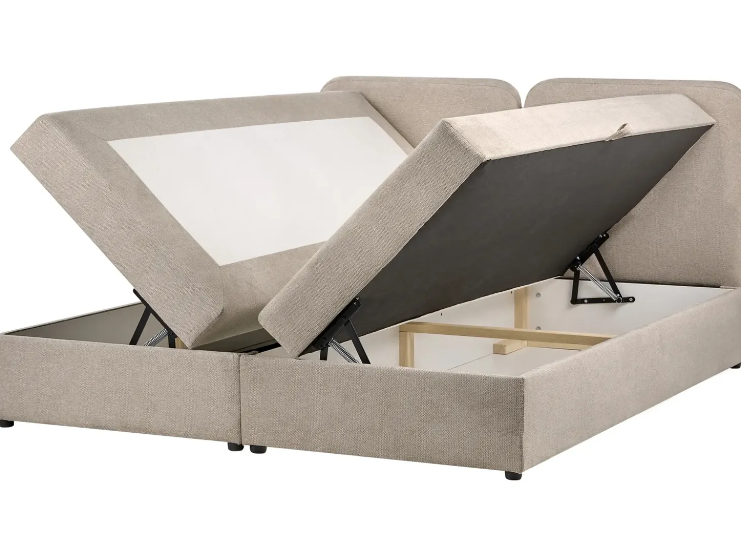 Clearance Łóżko kontynentalne z pojemnikiem CHANCELLOR Beżowoszary 180 x 200 cm Łóżka Z Pojemnikiem|Łóżka Tapicerowane