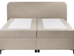 Best Łóżko kontynentalne z pojemnikiem REGENT Beżowoszary 160 x 200 cm Łóżka Z Pojemnikiem|Łóżka Tapicerowane