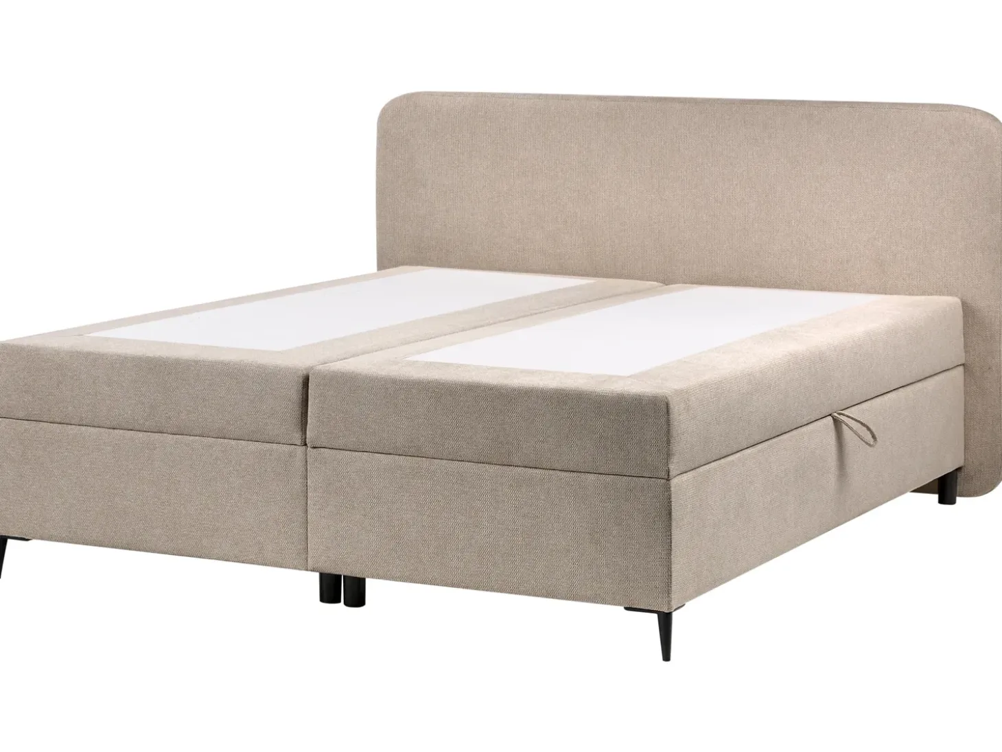 Best Łóżko kontynentalne z pojemnikiem REGENT Beżowoszary 160 x 200 cm Łóżka Z Pojemnikiem|Łóżka Tapicerowane