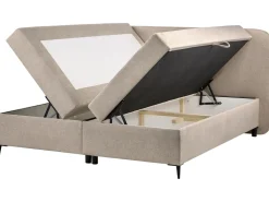 Best Łóżko kontynentalne z pojemnikiem REGENT Beżowoszary 160 x 200 cm Łóżka Z Pojemnikiem|Łóżka Tapicerowane