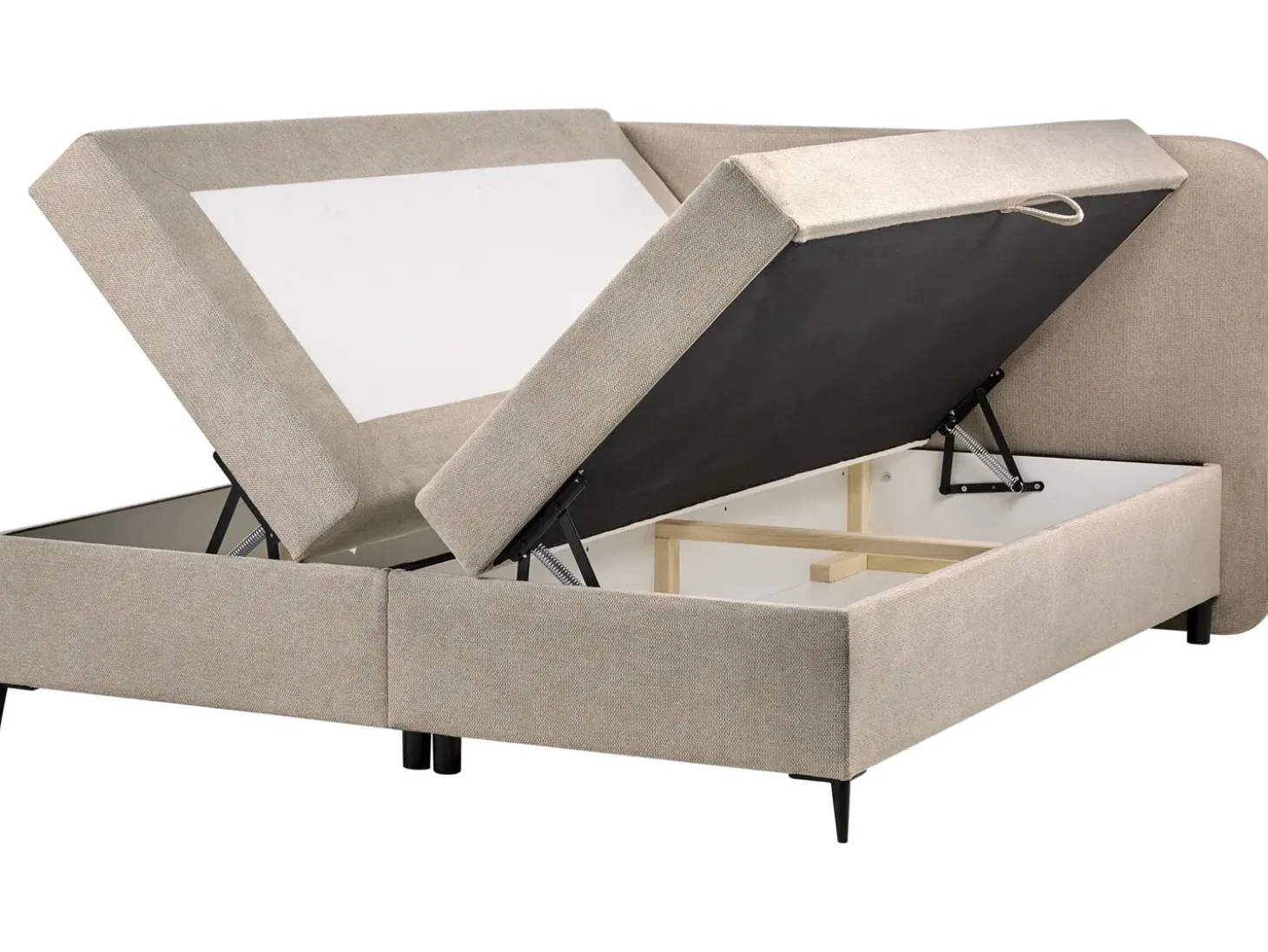 Best Łóżko kontynentalne z pojemnikiem REGENT Beżowoszary 160 x 200 cm Łóżka Z Pojemnikiem|Łóżka Tapicerowane