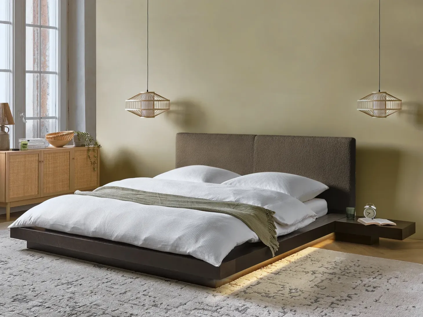 Clearance Boucle ZEN 160 x 200 cm Jesion ciemny Łóżka Podwójne|Wszystkie Łóżka