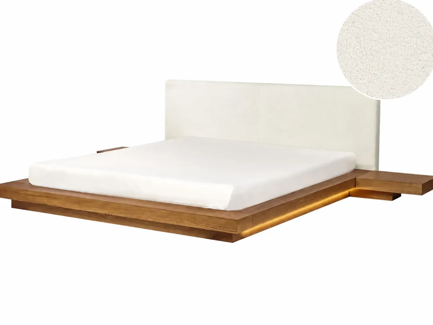 New Boucle ZEN 180 x 200 cm LED Jesion naturalny Łóżka Podwójne|Wszystkie Łóżka