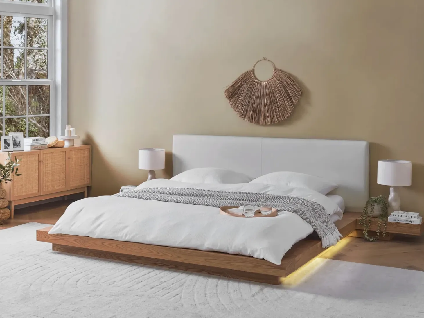New Ekoskóra ZEN 180 x 200 cm Jesion naturalny Łóżka Podwójne|Wszystkie Łóżka