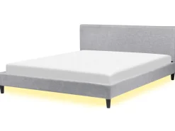 Hot Łóżko LED FITOU 180 x 200 cm Jasno Łóżka Tapicerowane|Łóżka Podwójne