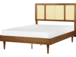 Rattan AURAY 140 x 200 cm Brązowy Łóżka Podwójne|Łóżka Rattanowe