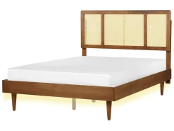 Rattan AURAY 140 x 200 cm Brązowy Łóżka Podwójne|Łóżka Rattanowe