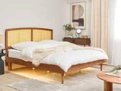 Clearance Rattan VARZY 180 x 200 cm Brązowy Łóżka Podwójne|Łóżka Rattanowe