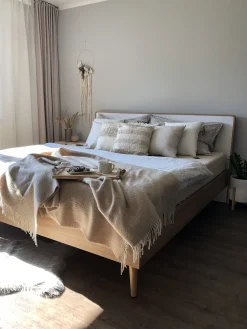 Hot Łóżko LED SERRIS 180 x 200 cm Jasnobrązowy Łóżka Podwójne|Wszystkie Łóżka