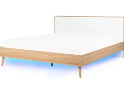 Hot Łóżko LED SERRIS 180 x 200 cm Jasnobrązowy Łóżka Podwójne|Wszystkie Łóżka