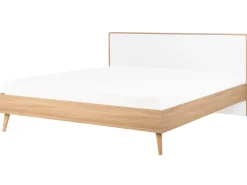 Hot Łóżko LED SERRIS 180 x 200 cm Jasnobrązowy Łóżka Podwójne|Wszystkie Łóżka
