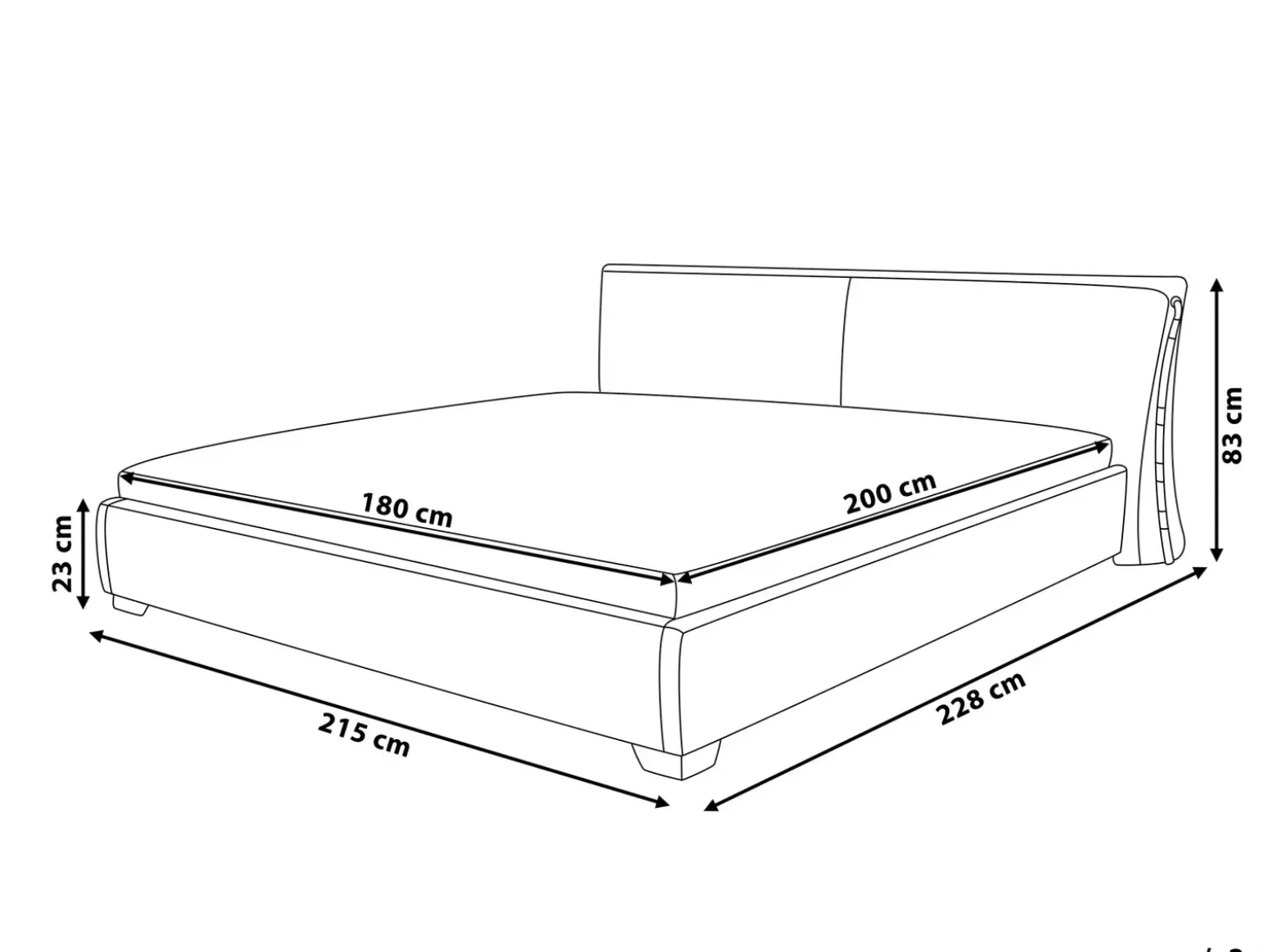 Outlet Skóra naturalna PARIS 180 x 200 cm LED Złoty Łóżka Podwójne|Łóżka Skórzane