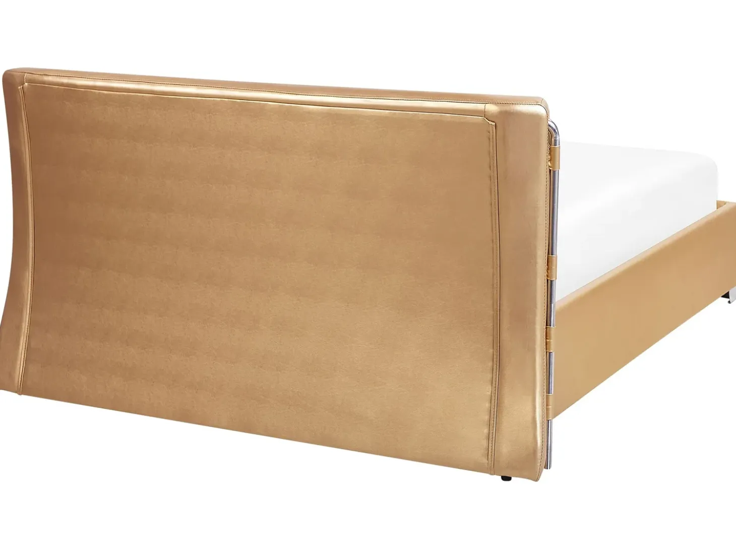 Outlet Skóra naturalna PARIS 180 x 200 cm LED Złoty Łóżka Podwójne|Łóżka Skórzane