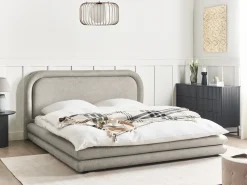 Discount Len syntetyczny LAVARDENS 180 x 200 cm Beżowoszary Łóżka Tapicerowane|Łóżka Podwójne