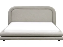 Discount Len syntetyczny LAVARDENS 180 x 200 cm Beżowoszary Łóżka Tapicerowane|Łóżka Podwójne