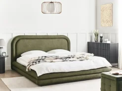 Sale Len syntetyczny LAVARDENS 180 x 200 cm Zielony Łóżka Tapicerowane|Łóżka Podwójne