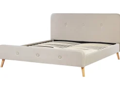 Discount Len syntetyczny RENNES 180 x 200 cm Jasnobeżowy Łóżka Tapicerowane|Łóżka Podwójne