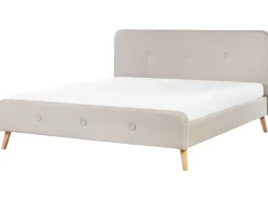 Discount Len syntetyczny RENNES 180 x 200 cm Jasnobeżowy Łóżka Tapicerowane|Łóżka Podwójne