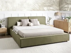 Outlet LINARDS 180 x 200 cm Oliwkowy Łóżka Tapicerowane|Łóżka Podwójne