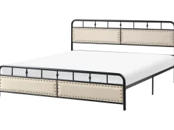 New Łóżko Metal BREUILLET 180 x 200 cm Czarny Łóżka Metalowe|Łóżka Tapicerowane