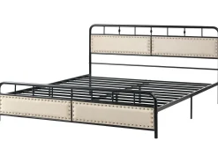 New Łóżko Metal BREUILLET 180 x 200 cm Czarny Łóżka Metalowe|Łóżka Tapicerowane