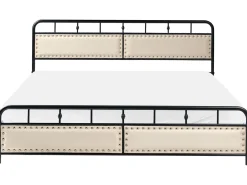 New Łóżko Metal BREUILLET 180 x 200 cm Czarny Łóżka Metalowe|Łóżka Tapicerowane