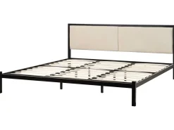 Outlet Łóżko Metal CLAMART 180 x 200 cm Jasnobeżowy Łóżka Metalowe|Łóżka Podwójne