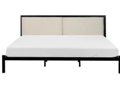 Outlet Łóżko Metal CLAMART 180 x 200 cm Jasnobeżowy Łóżka Metalowe|Łóżka Podwójne